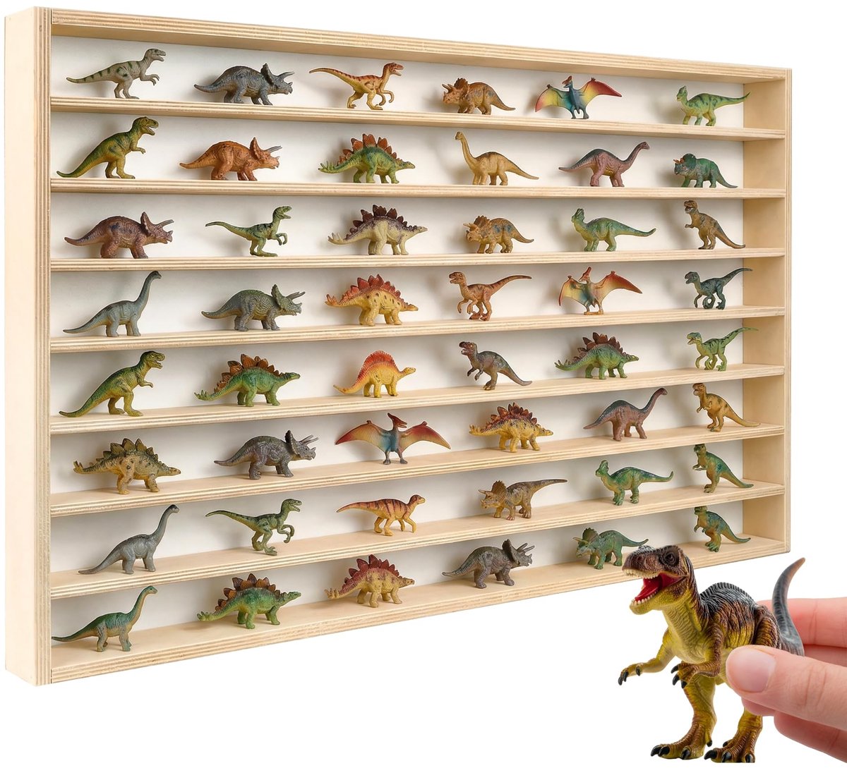 Creative Deco houten verzamelvitrine voor figuren, speelgoedsoldaatjes - 8 niveaus | Horizontale wandplank voor miniaturen | Vitrinekast Hangende verzamelbox Verzamelvitrine 79 x 47 x 5,5 cm