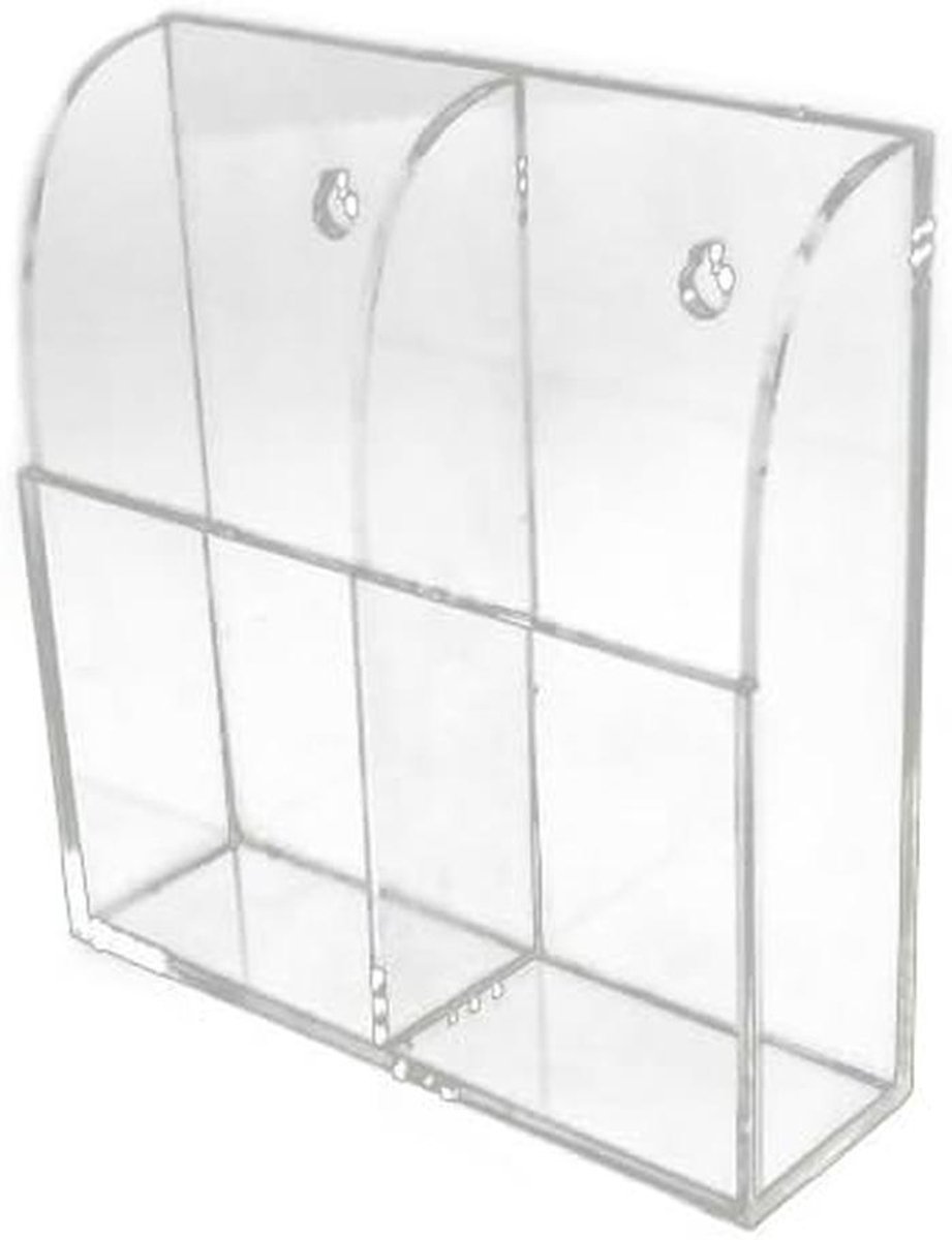 Afstandsbediening Houder - Opbergbox - Wandmontage - Set van 2 - 140x80x133mm - Transparant