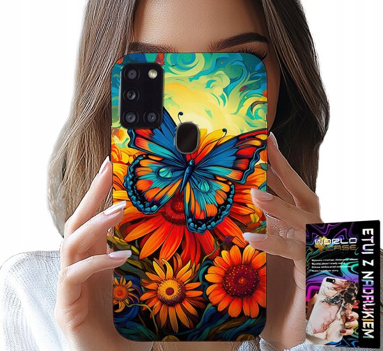 COQUE POUR SAMSUNG GALAXY A21S - COQUE PAPILLON, FLEURS ET ROSES