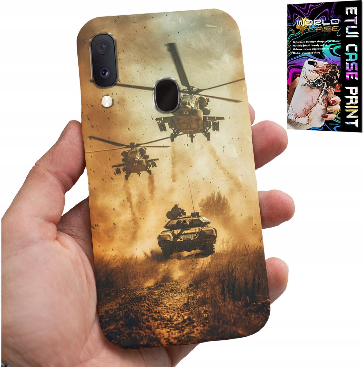 KOFFER VOOR SAMSUNG GALAXY A20E - MILITAIRE HELIKOPTERTANK MILITAIRE KOFFER