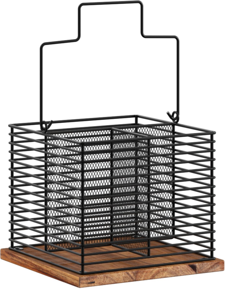 5five Bestekorganizer - Acacia&Staal, 18,5 x 18,5 x 29 cm