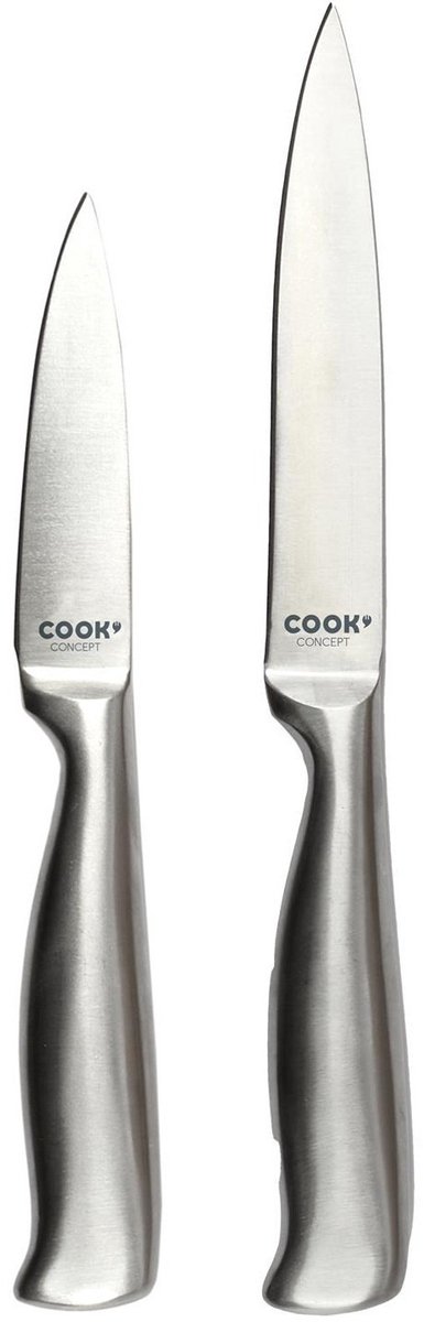 Cook Concept fruitmessen set - 2x - inox - RVS - 8 en 12 cm - koksmes / keukenmes / schilmes