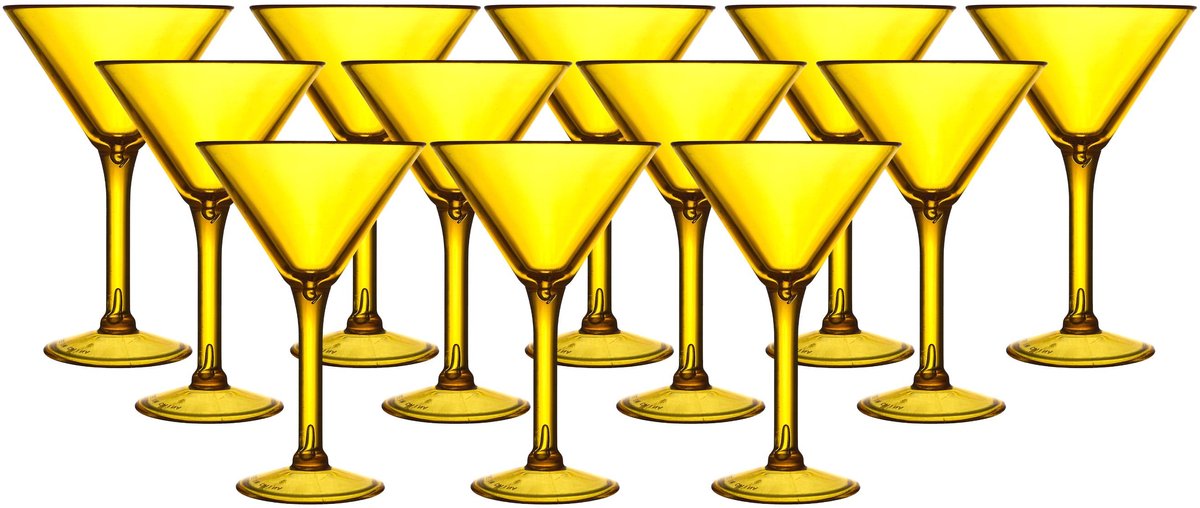 Home Deco Factory Cocktailglas - 12x - geel - kunststof - 24 cl - martini glas
