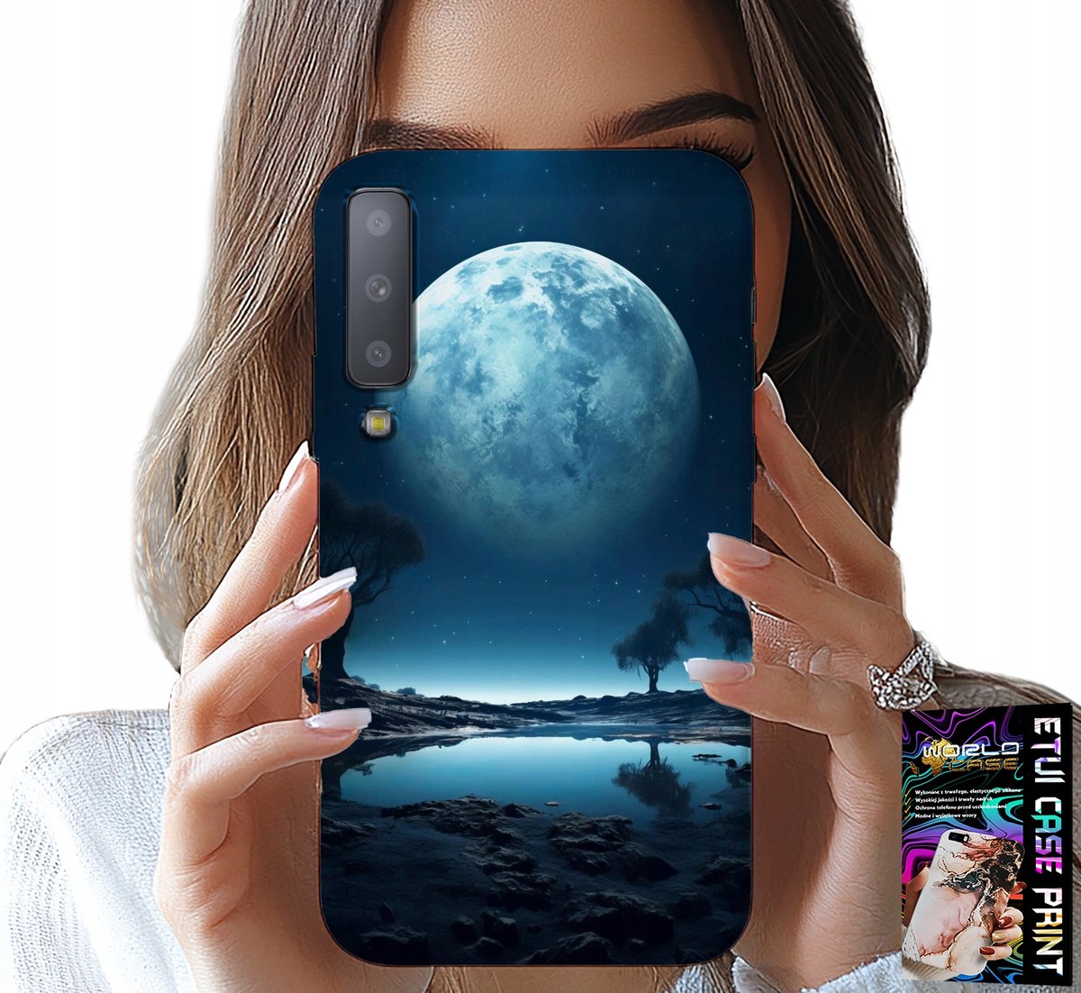 HOESJE VOOR SAMSUNG A7 2018 - FULL MOON MOON HOESJE + FILM