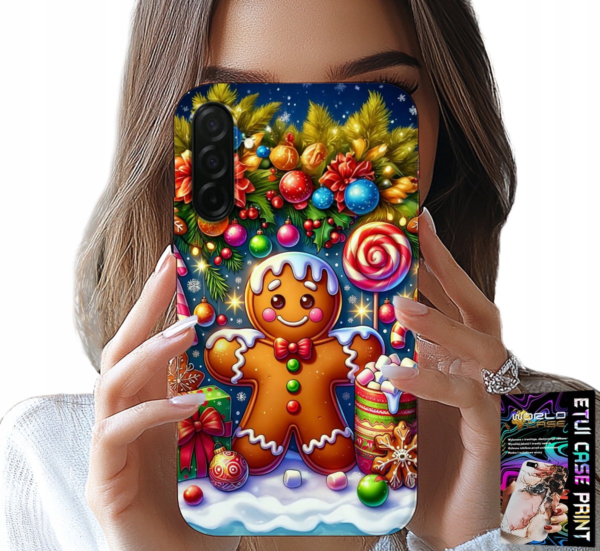 HOESJE VOOR SAMSUNG GALAXY A26 5G - PEPERKOEK, SNOEPPATRONEN KERST + GLAS