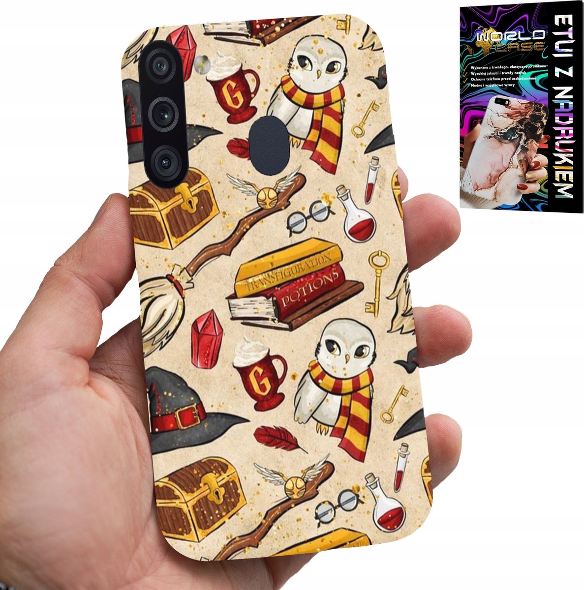 HOESJE VOOR SAMSUNG GALAXY A21 - HOESJE VOOR EEN MAGIE-FAN, MET TOVERSTAF EN GLAS