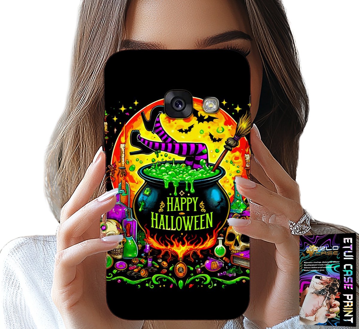 HOESJE VOOR SAMSUNG A5 2017 - HEKSENKETEL EN TOVERSTAF HALLOWEEN GLAS
