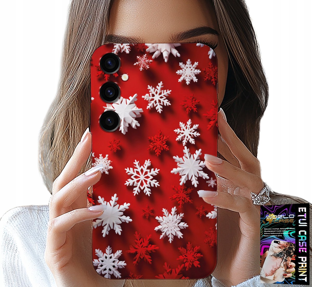 HOESJE VOOR SAMSUNG GALAXY S24 - SNEEUWVLOKKEN, SNEEUW, STERREN, KERST