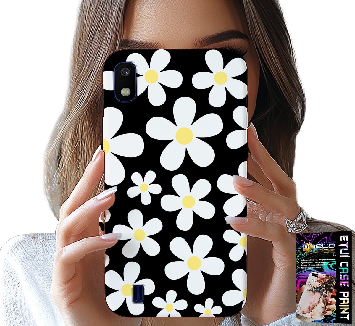 HOESJE VOOR SAMSUNG A10 - DAISY, DAISIES, FLOWERS, BACK
