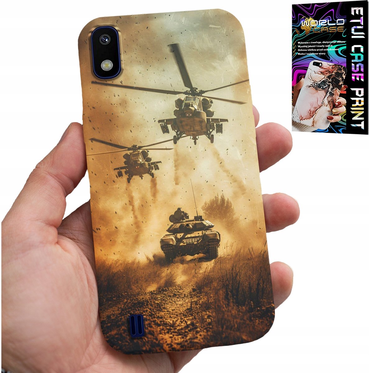 KOFFER VOOR SAMSUNG A10 - MILITAIRE HELIKOPTERTANK MILITAIRE KOFFER