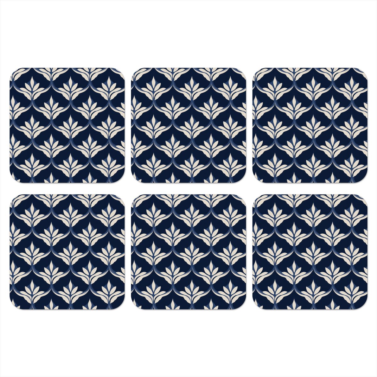 Onderzetters voor glazen - Modern - Ontwerp - Blauw - 10x10 cm - Glasonderzetters - 6 stuks
