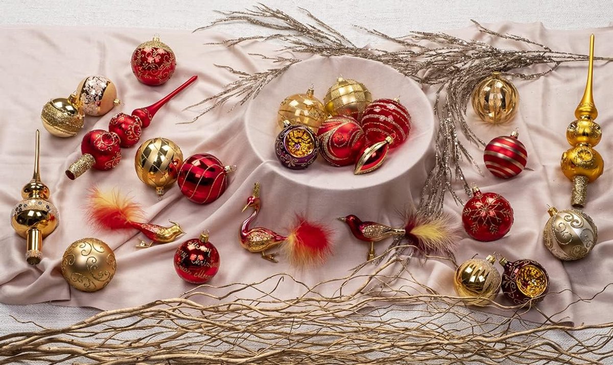 Kerstballen Set - Decoratie Ballen - Kerstboom Versieren - Mondgeblazen Glas - 7 cm Doorsnede - Goud – foto 2
