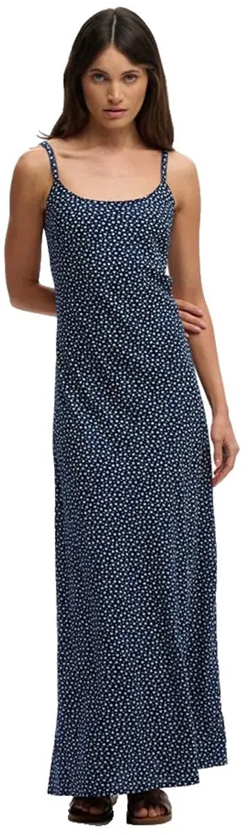 Superdry Printed Cami Maxi Lange Jurk Zonder Mouwen L Vrouw Marineblauw