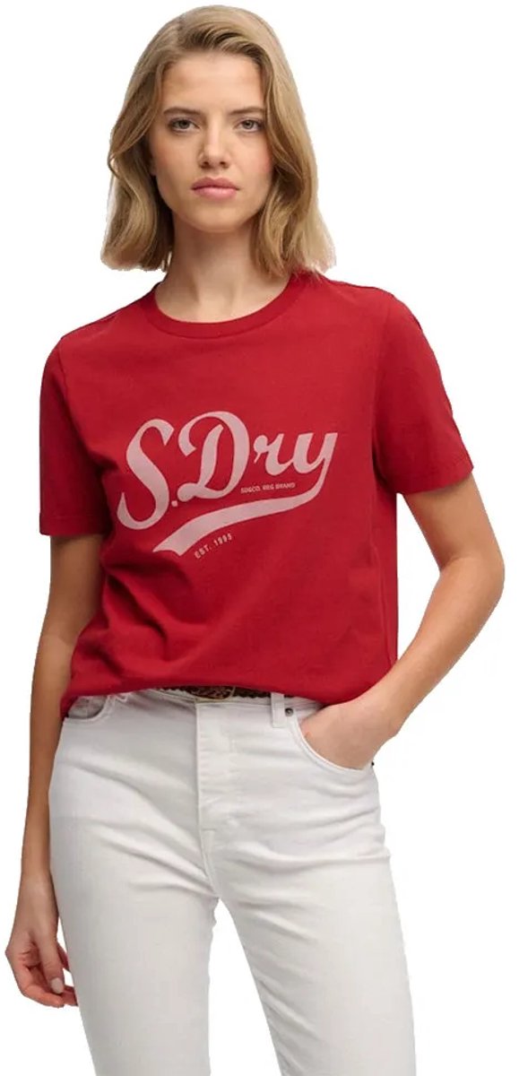 Superdry Varsity Script T-shirt Dames T-shirts Rood
