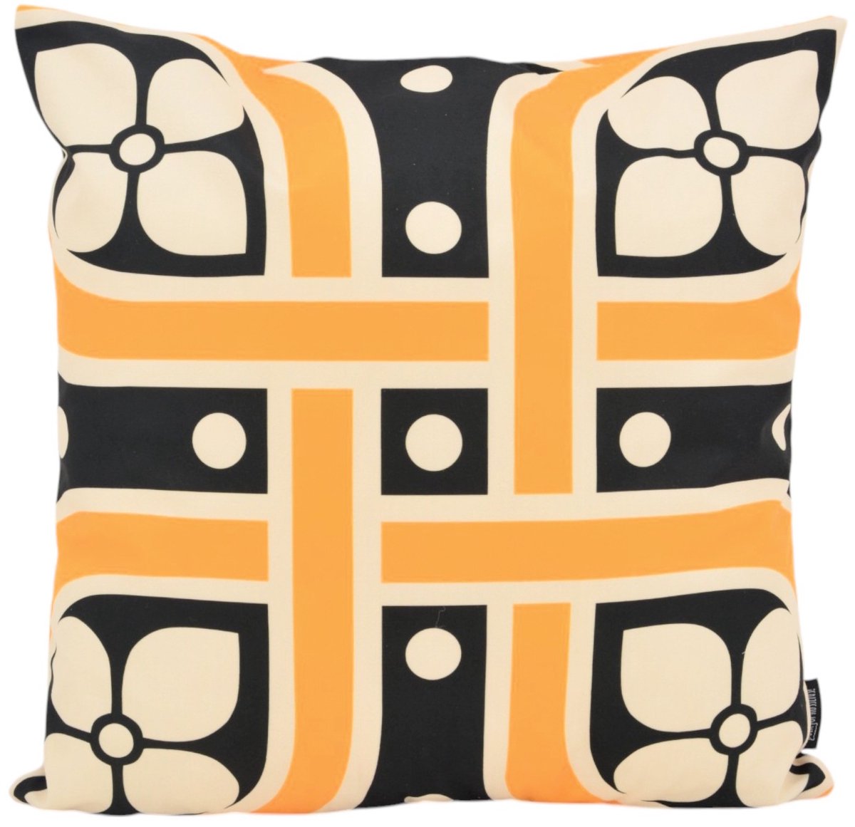 Gek op Kussens! Sierkussen Ornament Tile #2 | 45 x 45 cm | Katoen/Polyester zwart/beige