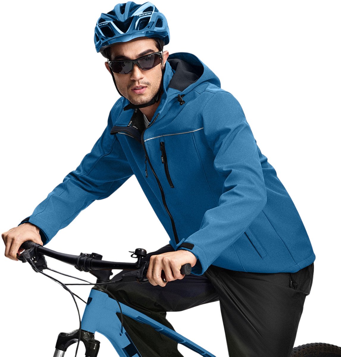BUBW® Heren Outdoorjas Softshell Jas 4 Seizoenen Waterdicht Windstopper Windjack Waterafstotend Fleece Gevoerd Outdoor Blauw