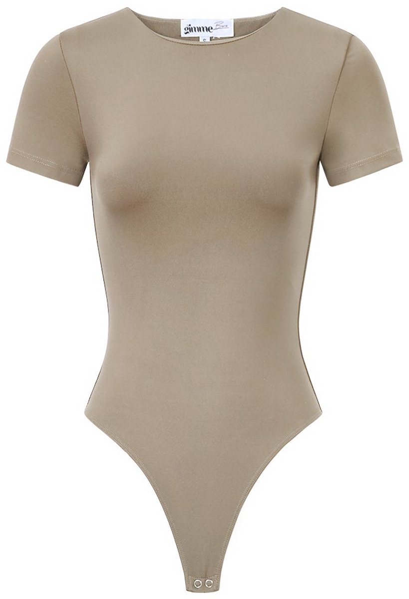 Body Basic T-shirt van gebreid nylon - effen, ademend en elastisch
