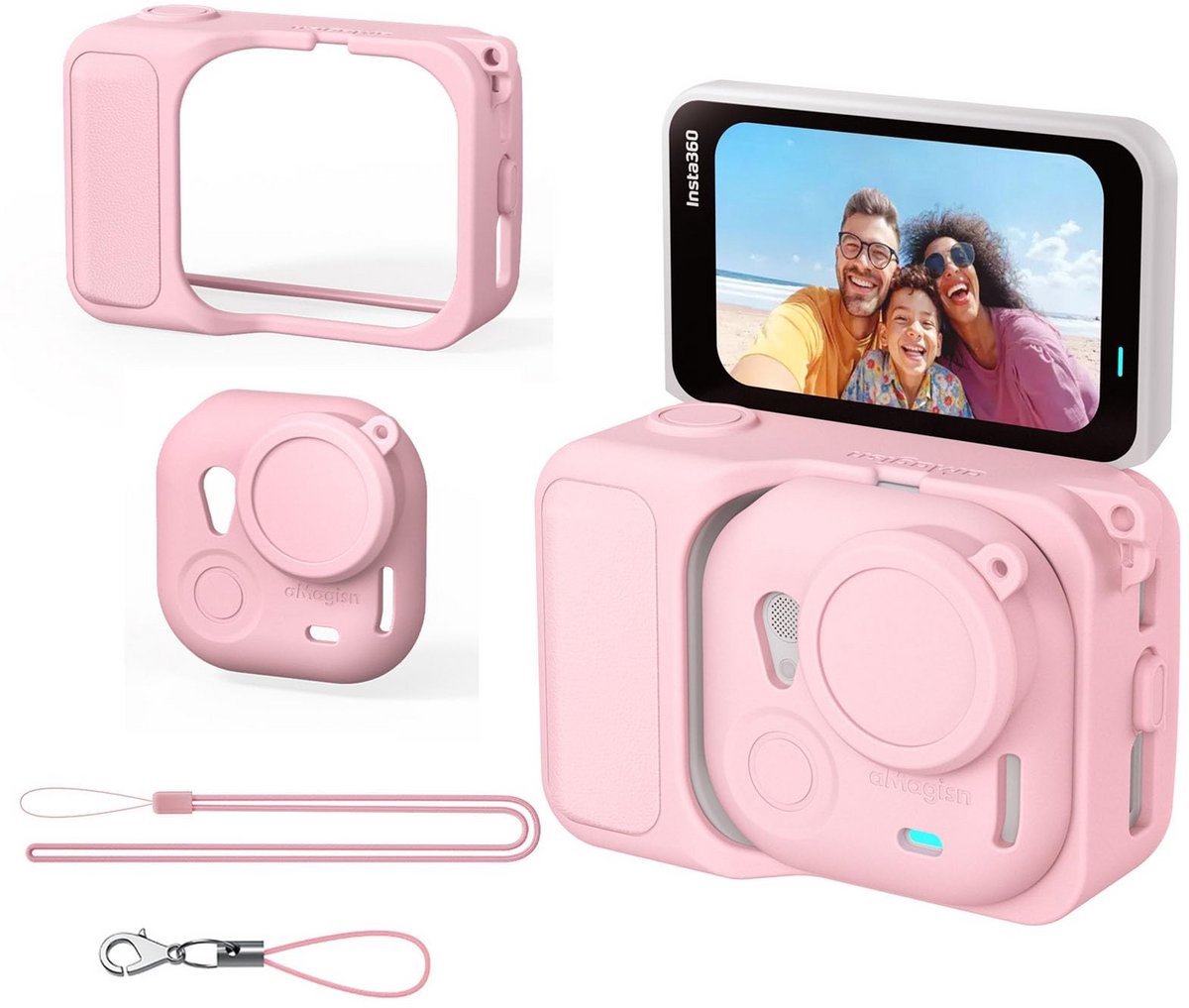 Kraftverdia® siliconen hoes voor Insta360 GO Ultra, beschermende hoes accessoires voor Insta360 GO Ultra, roze, 79,5 x 36,8 x 54 mm, Plain