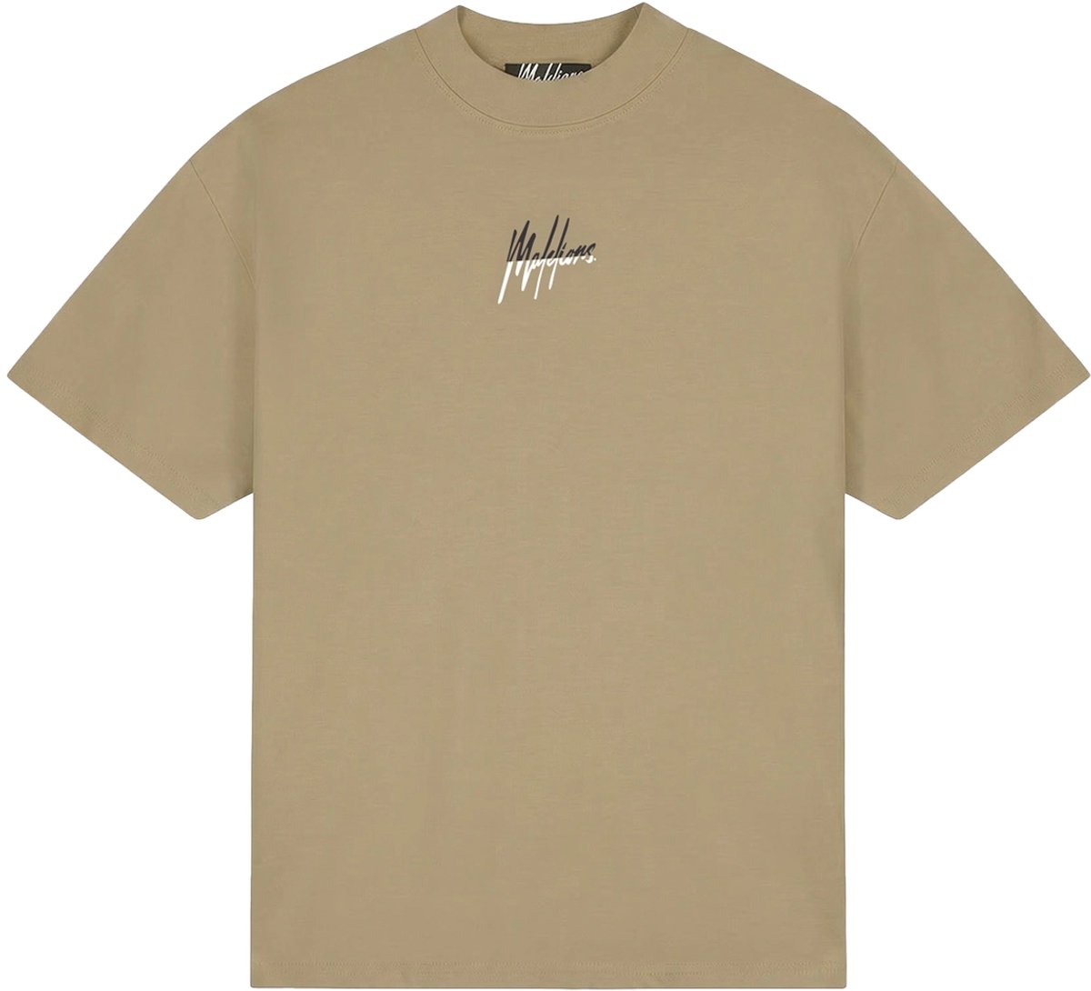 Malelions Men Oversized Split T-Shirt - sand
