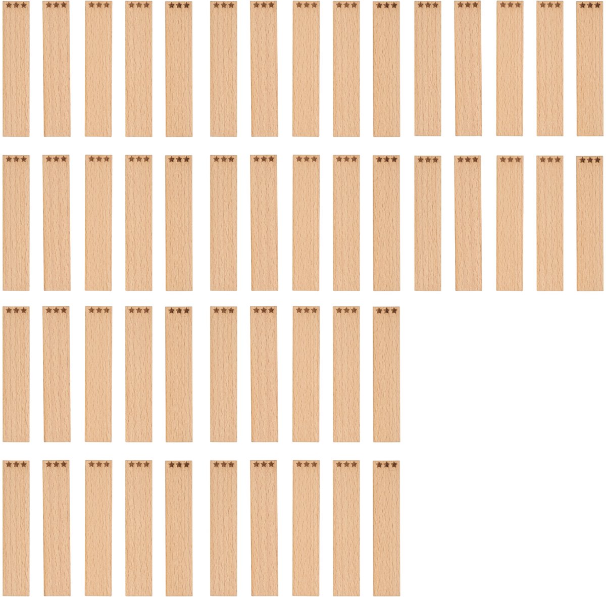 TopWosk - Houten Knotten met Gravure - Sterren - 100x20x1 mm - 50 Stuks