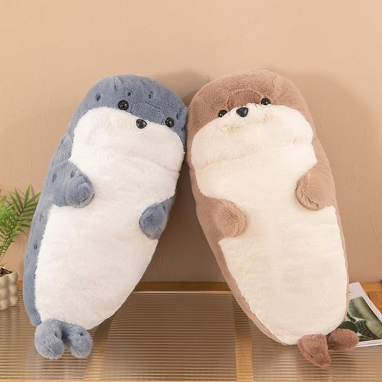 Pluche Otter Kussen - Knuffel Dier - Kinderkamer Decoratie - Zacht Katoen Pluche - 60 cm Lengte - Bruin — afbeelding 5
