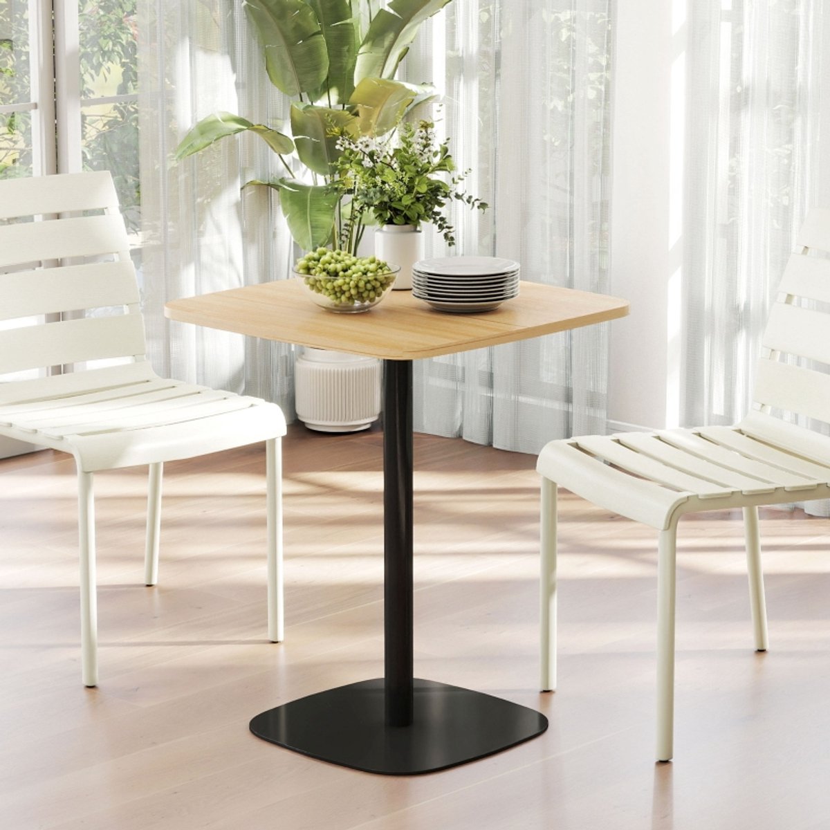 Wishdor - Kleine Eettafel - Vierkant - Modern - Keuken - Hout - Naturel - 60 Cm