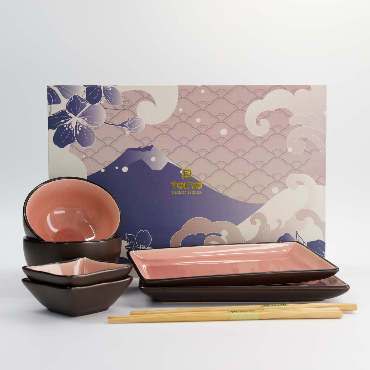 Bol.com Tokyo Design Studio - Glassy Pink - Sushi Servies - 8 delig - 2 persoons aanbieding