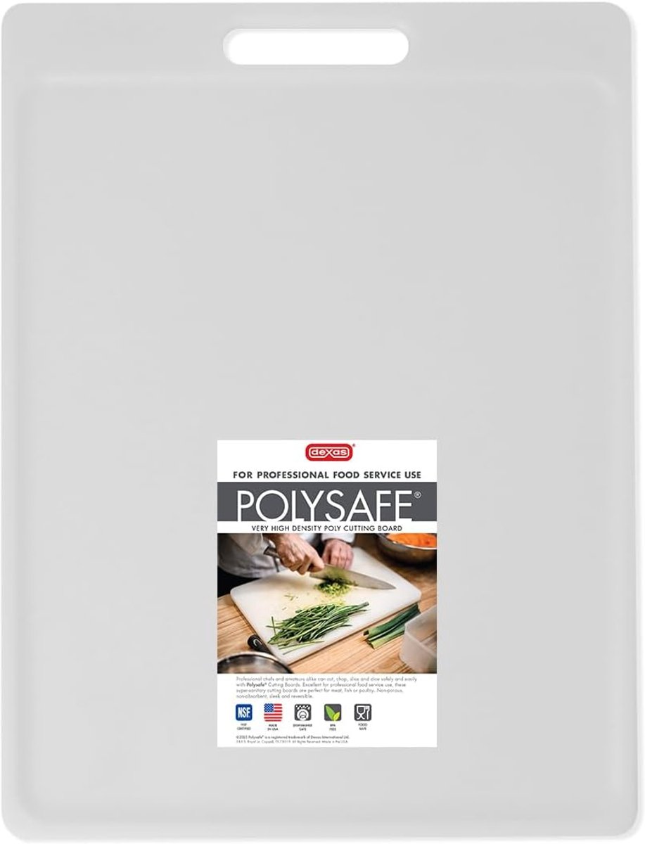 Snijplank met handvat - Keukenplank - Veilig snijden - NSF gecertificeerd - 275 x 355 cm - Wit