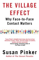 Boek "The Village Effect" met rode tekst en een rij met diverse kleine figuren.