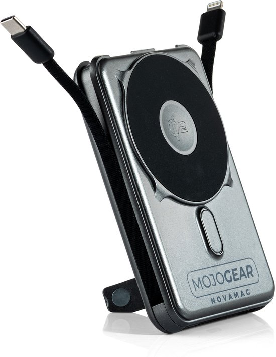 MOJOGEAR NovaMag Powerbank 10.000 mAh Draadloos Grijs - MOJOGEAR - €39,99