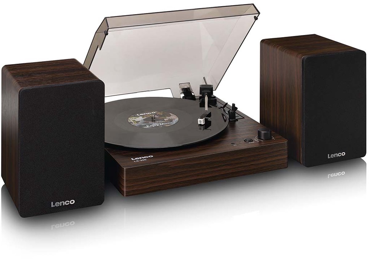 Lenco Platenspeler met Bluetooth - Twee externe Luidsprekers en AT3600L Cartridge - LS-200WD - Hout