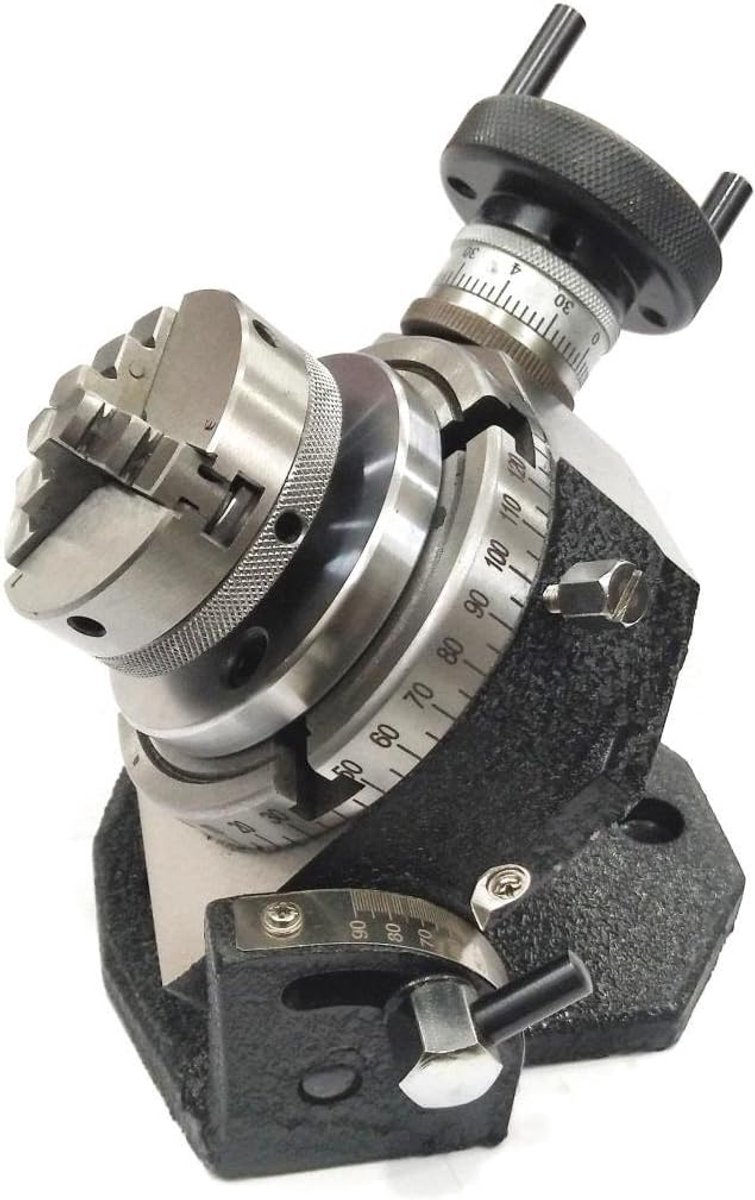 Assorts Precisie 4"/ 100 mm kantelbaar frezen indexeren roterende tafel met kleine boorkop, achterplaat en bevestiging T-moeren Bouten-metaalbewerking Engineering Machieedschappen (met 65 mm 4
