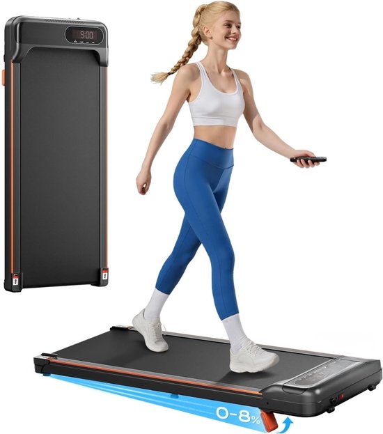 Loopband voor Thuis – Onder Bureau Loopband – Stil & Compact – Tot 12 km/u – Met Afstandsbediening & LED Display – Voor Thuiswerken & Fitness