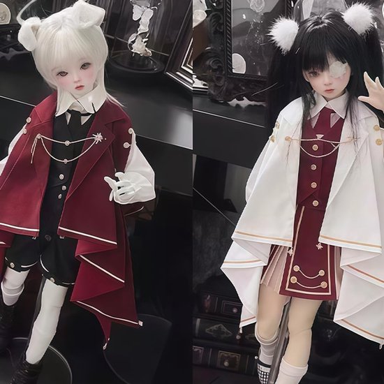 Poppenkleding Set - Actiefiguur Kleding - Poppen Aankleden - Magisch Gewaad Design - 1/4 BJD Schaal - Rood Zwart — afbeelding 2