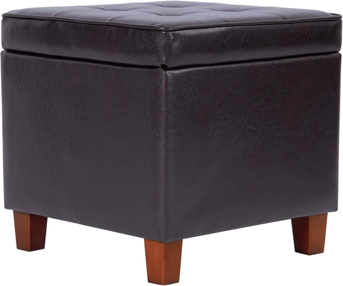 Opberg Poef - Zetel Voetenbank - Extra Zitting - Gevlochten Deksel - 45x45x45 cm - Bruin