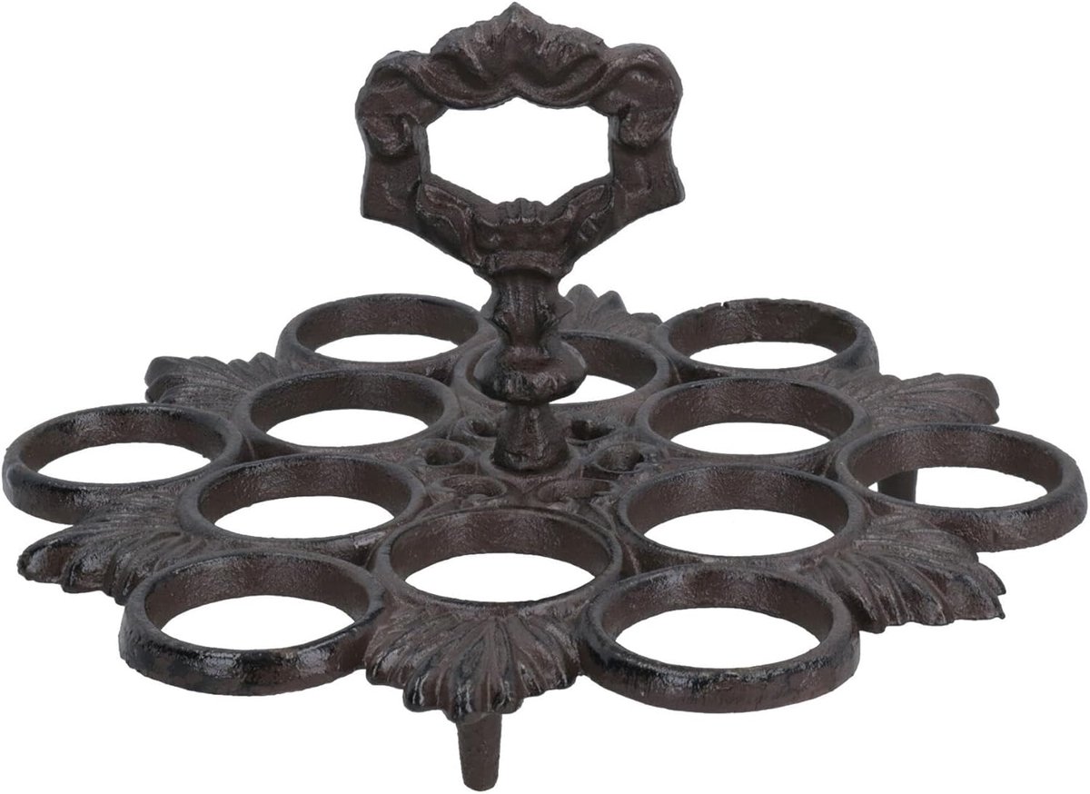 Ei Houder Rack Keuken Mand Opslag Kookgerei Gietijzeren Design 12 Eieren 20cm Bruin