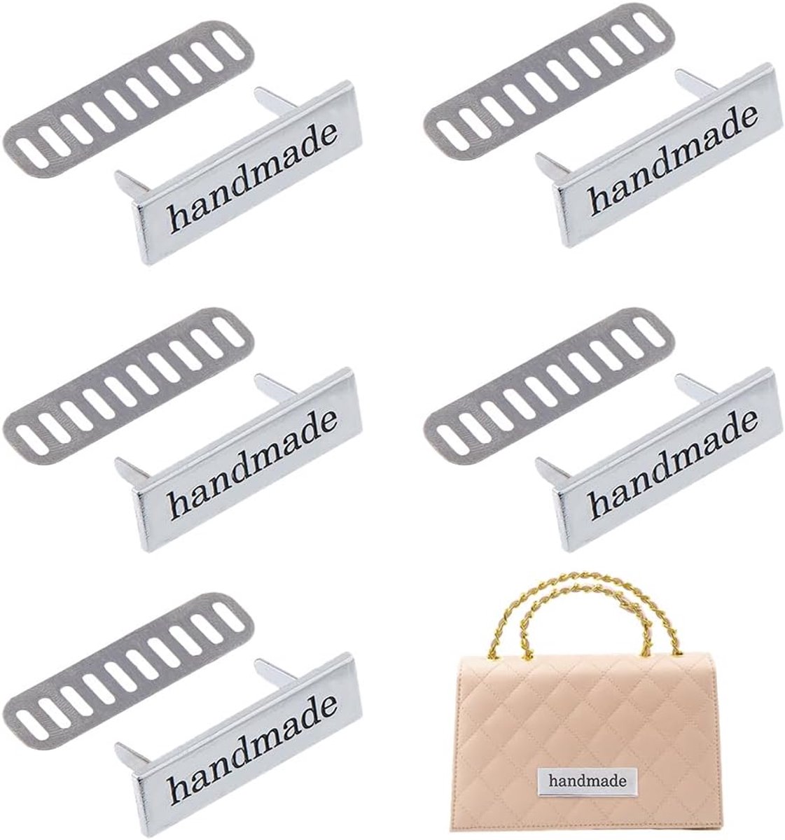 Handgemaakte Etiketten - Metalen Labels - Kleding Versieren - Platina Afwerking - 1.3 x 4 cm