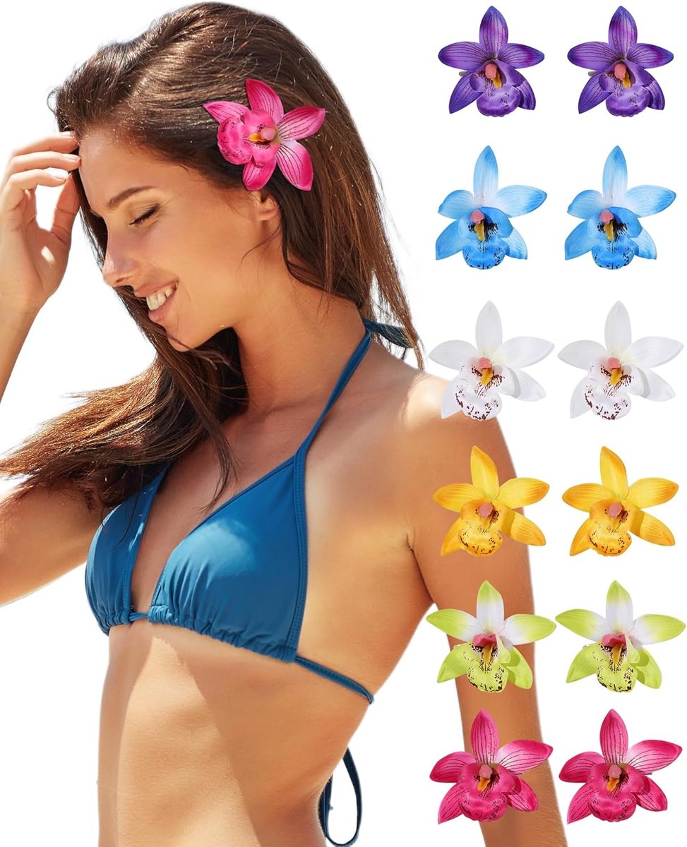 Bloem Haarclips - Bloemenspelden - Feestelijk Accessoire - Set van 12 stuks - Meerdere Kleuren