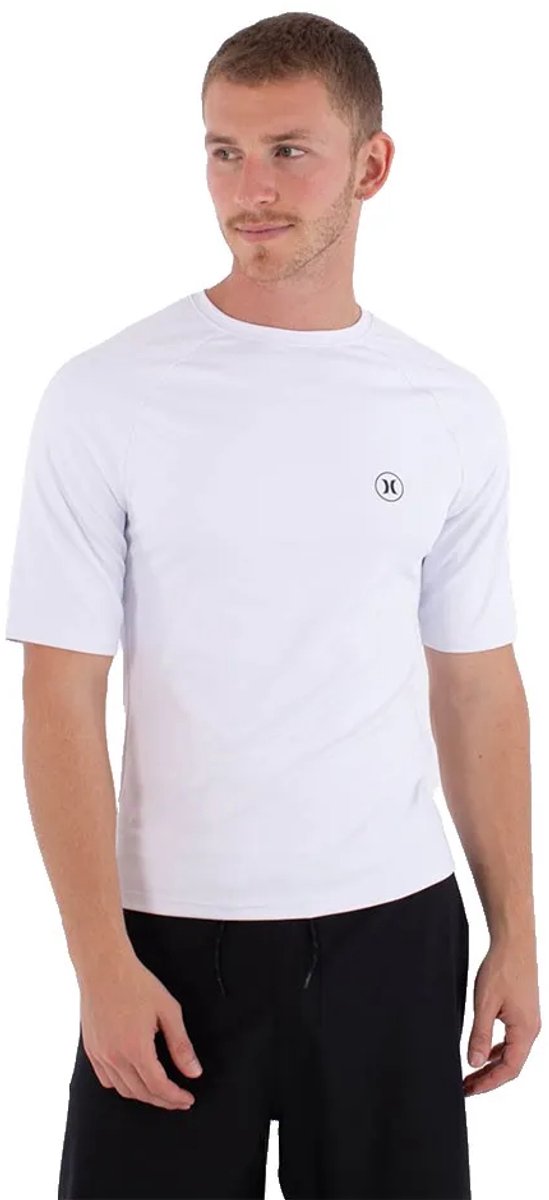 Hurley Slim Fit Icon Circle Korte Mouw Rash Guard Man Wit