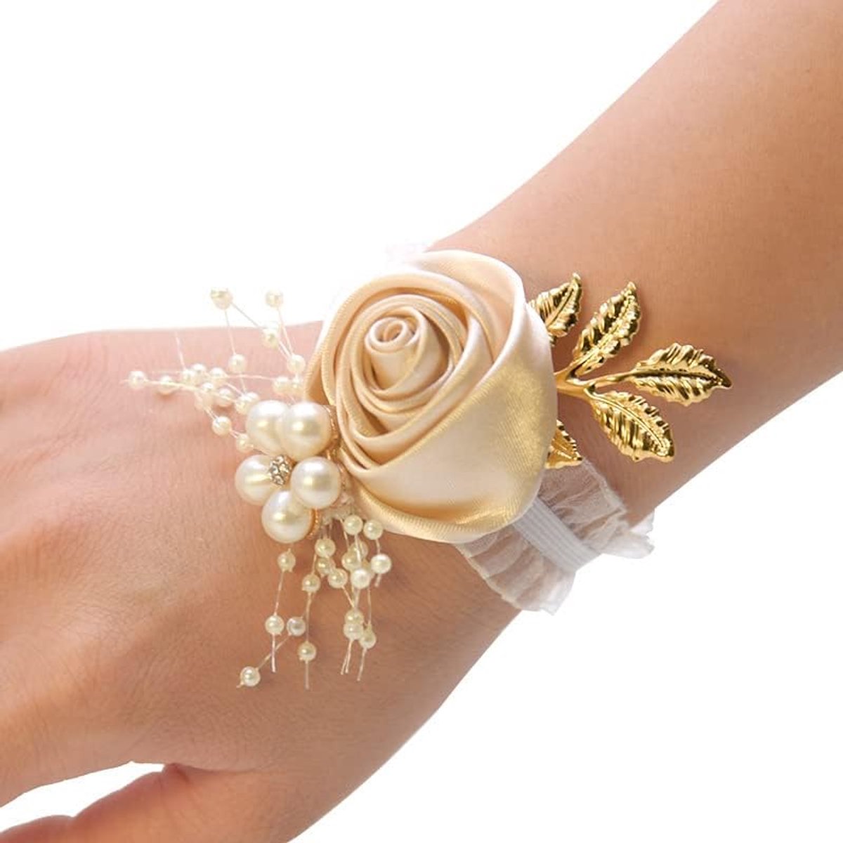 Dames Polsboeket - Bruiloft Accessoires - Feestelijke Gelegenheid - Handgemaakt Satijn Design - Set van 2 - Elegant Roze