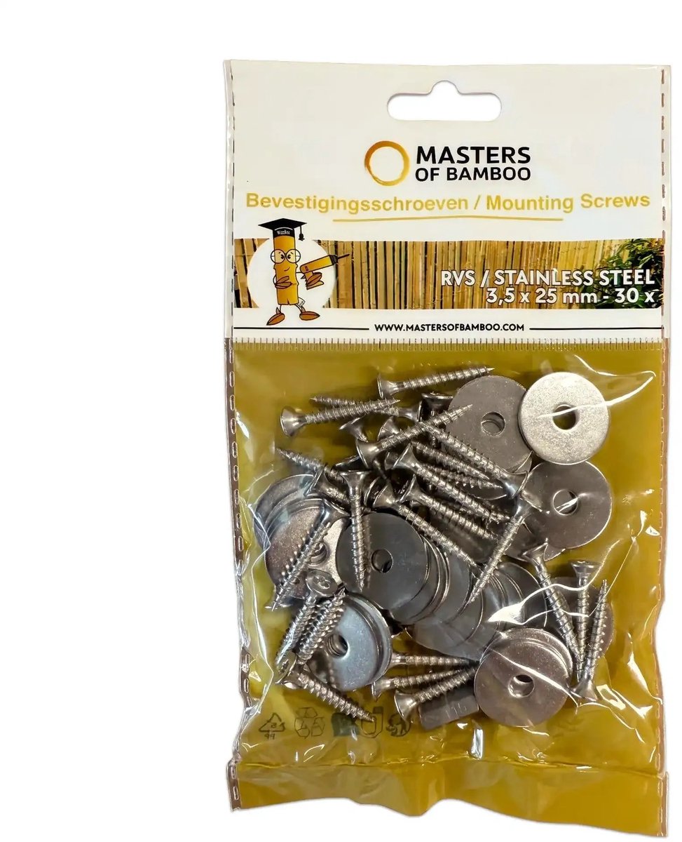 Masters of Bamboo® Bevestigingsschroeven RVS - 3,5 x 25 mm - 30 stuks
