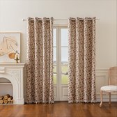 Floraweg Franse vintage rozen gordijnen met franjes – katoen-linnen, halfverduisterend – kant-en-klare gordijnen voor slaapkamers en woonkamers in rustieke stijl, 140x220cm