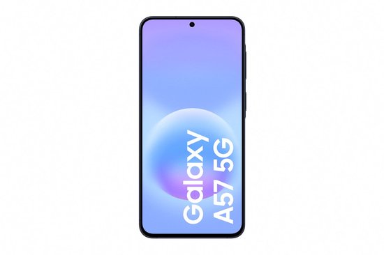 De voorkant van de Samsung Galaxy A57 5G in de kleur Awesome Navy.