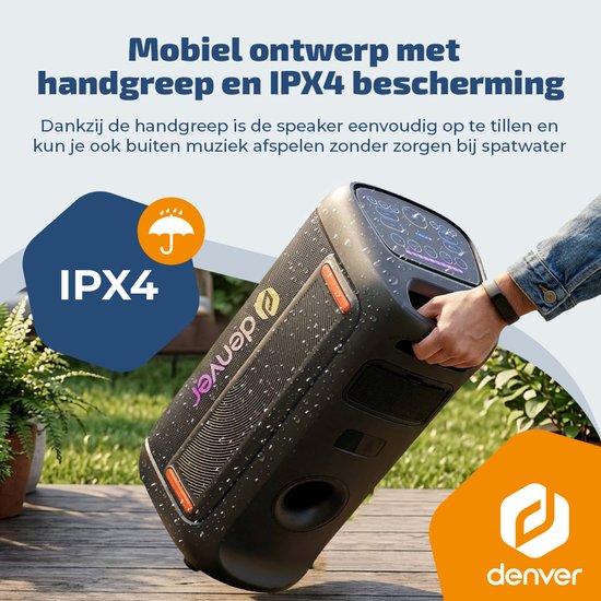 Denver Bluetooth Speaker Party box - Discolichten - Partyspeaker incl. draadloze microfoon & afstandsbediening - Luidspreker - BPS370 van Merkloos — afbeelding 5
