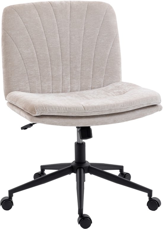 HOMCOM-bureaustoel - Chenille (100% polyester) - 62x67x93cm - Beige