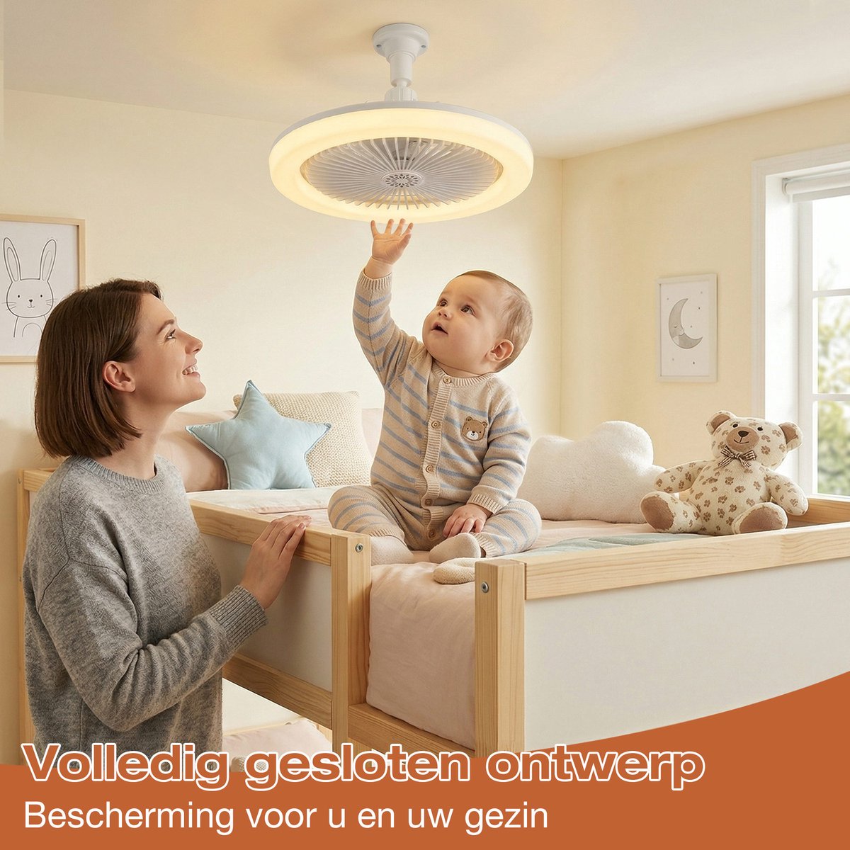 MUPOO Plafond ventilator met LED verlichting E27 Fitting met 360° Draaibaar-APP & Afstandsbediening thumbnail 5