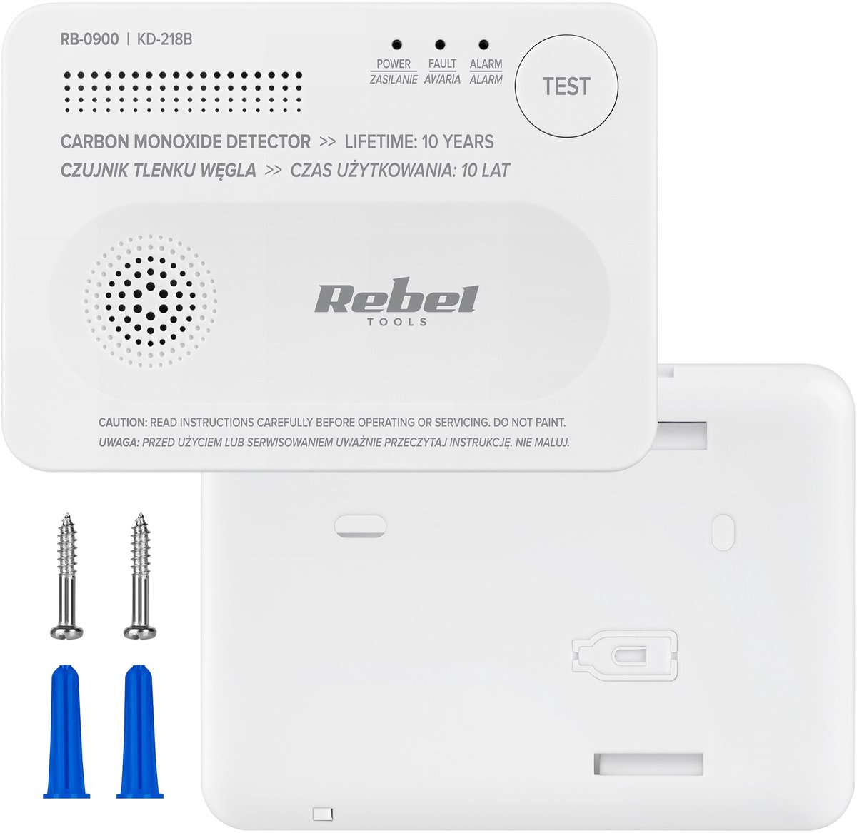 Rebel KD-218B - Koolmonoxidemelder - Draadloos - Batterijvoeding