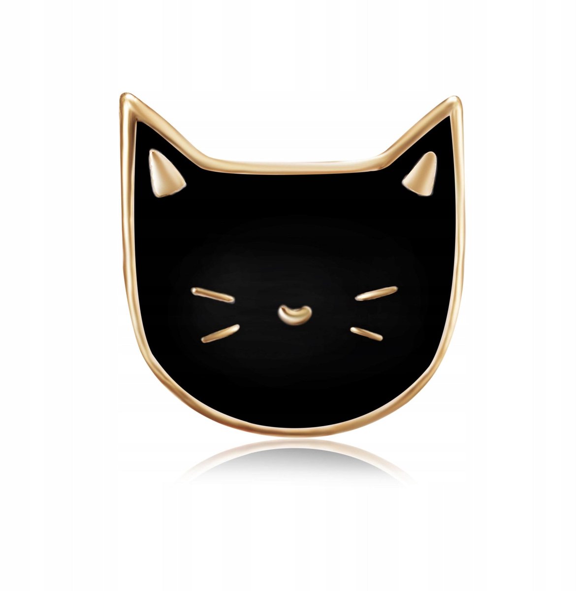 Pinets Pets Collectie - Broche - Zwart Katje - Stop Metaal - 1,0 cm