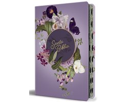 Biblia Reina Valera letra gigante, tapa dura, flores moradas, con cantos pintados e índice / Spanish Bible Reina Valera Giant Print, Hardcover Purple Flowers