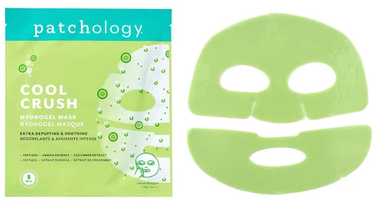 Patchology Cool Crush Depuffing Hydrogel Face Mask – Verkoelend Gezichtsmasker tegen Wallen & Vermoeide Huid – Met Peptiden, Caffeine, Komkommer & Arnica – Cryo Effect & Hydraterend – Anti-Puffiness & Glow Boost – Voor Een Frisse en Stralende Huid